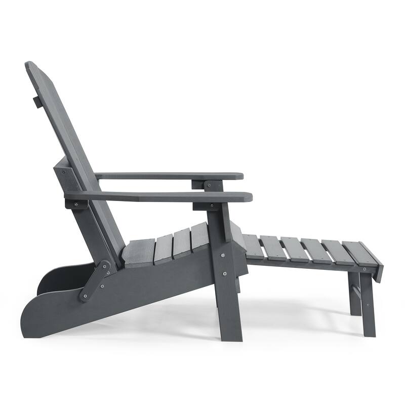 Seaton Folding Poly Adirondack Chair with Pull-out Ottoman, Set of 2