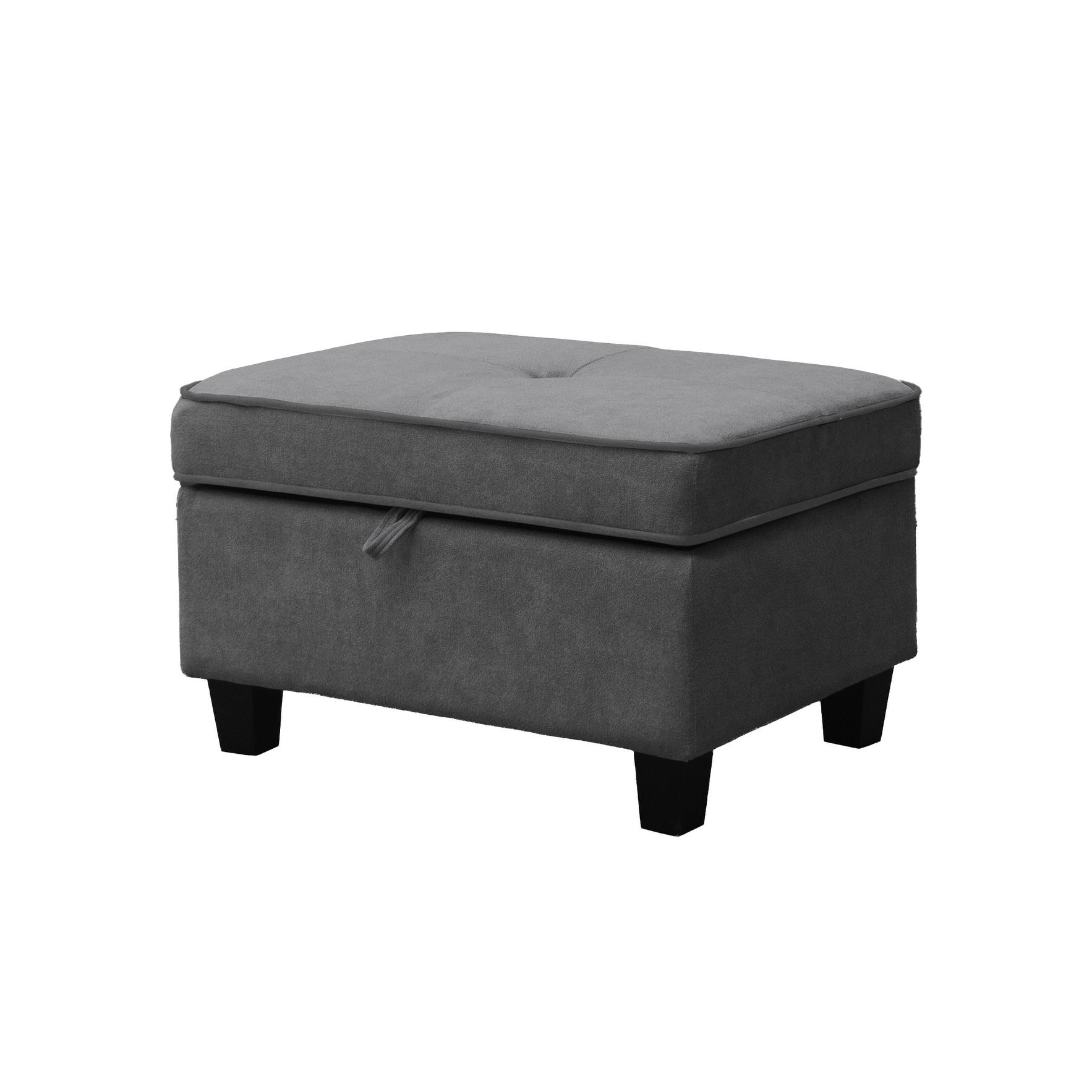 Harmony 99-inch Charcoal Fabric Sectional Sofa with Left-Facing Chaise, Storage Ottoman, and 4 Throw Pillows