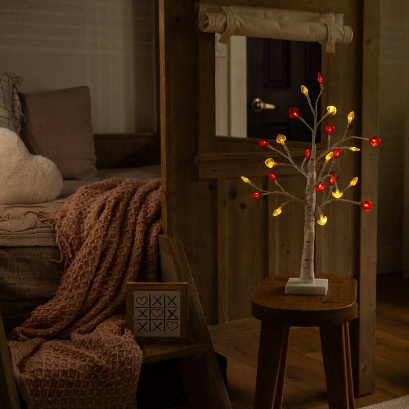 2-ft Pre-Lit Valentine's Day Twig Tree with 24 Red & White Lights