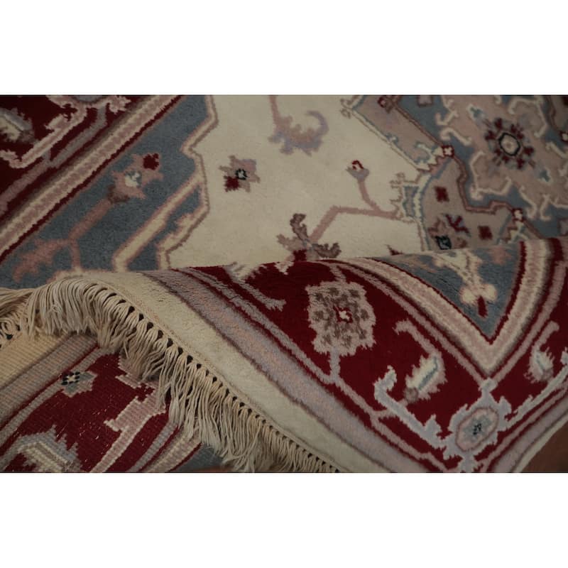 Hand Knotted Oriental 100% Wool Carpet Traditional Floral Beige & Ivories Heriz Area Rug - 6' 2'' X 4' 0''