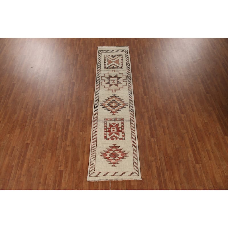 Beige Anatolian Runner Rug Handmade Wool Carpet - 2'9"x 11'2"