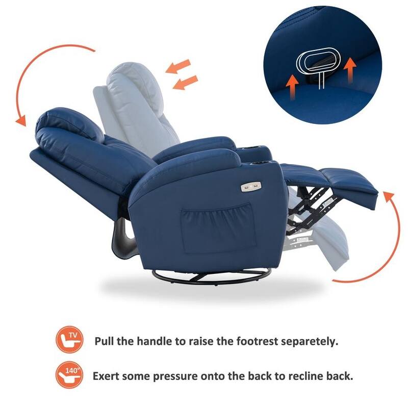 MCombo Manual Swivel Glider Rocker Recliner Chair with Massage and Heat, Faux Leather 8031
