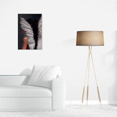 Wynwood Studio Fashion and Glam Angel of Her Gray and Light Gray Traditional Wall Art Canvas Print