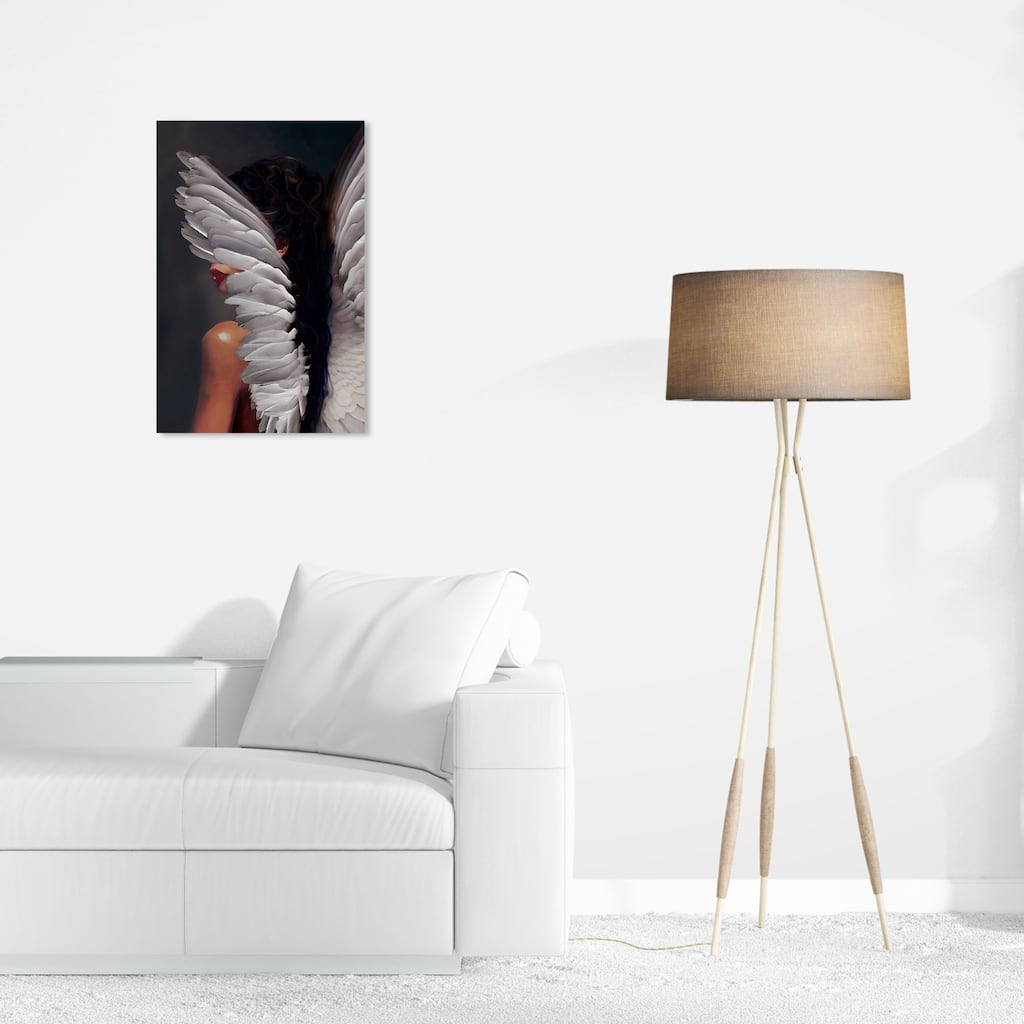Wynwood Studio Fashion and Glam Angel of Her Gray and Light Gray Traditional Wall Art Canvas Print