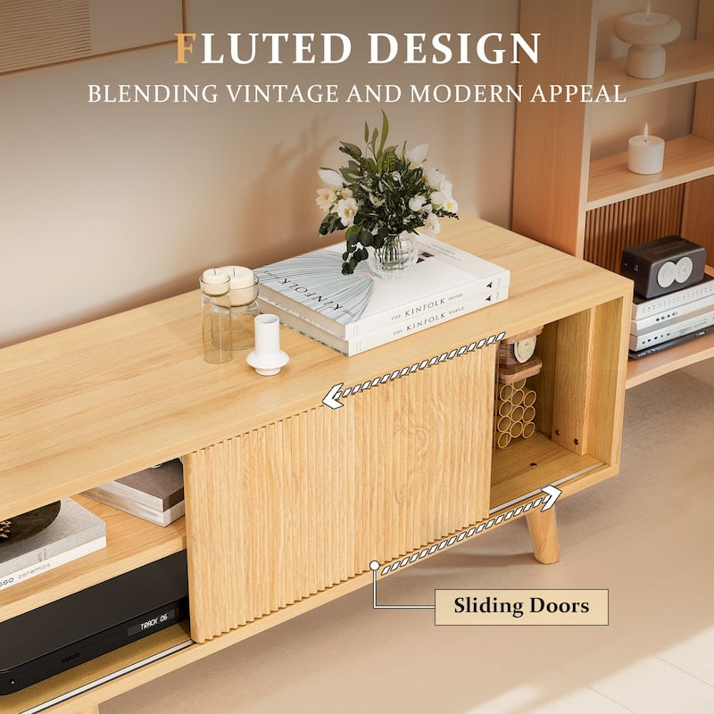 TV Console Table Media Cabinet with Storage for Living Room