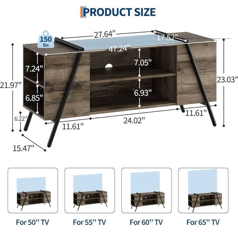 47 Inch TV Stand Modern Entertainment Center for Living Room, Bedroom, Office - N/A