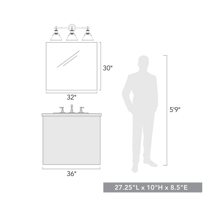 Orwell 3 Light Bath Vanity - Chrome