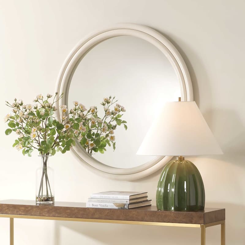 Uttermost 08262 Florian 38-1/2" Diameter Circular Flat Iron Framed - Gloss Warm White