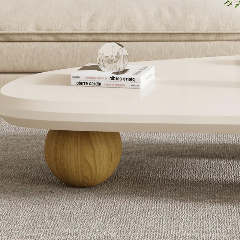 51" Modern Wood Coffee Table with 3 ball legs