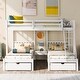 preview thumbnail 11 of 16, Full Over Twin & Twin Bunk Bed, Wood Triple Bunk Bed with 2 Drawers and Guardrails