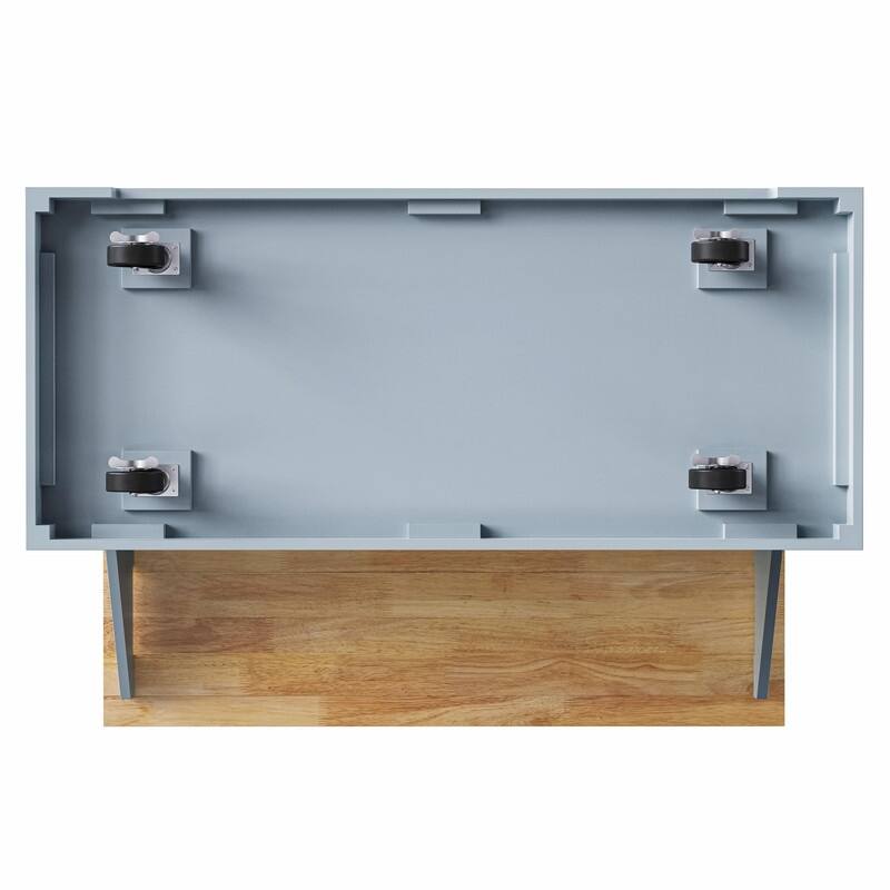 54" Rolling Kitchen Island Cart with Rubberwood Drop Leaf, 4 Doors & 3 Drawers