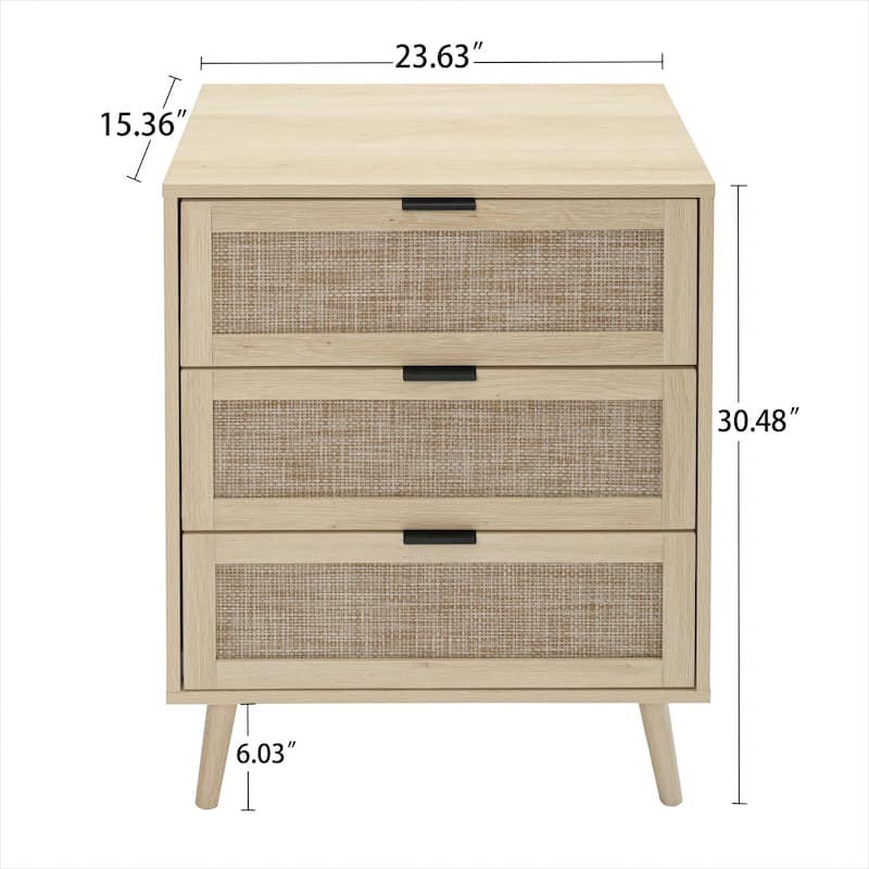 GEITIN 3 Drawers Storage Cabinet with Wood Legs