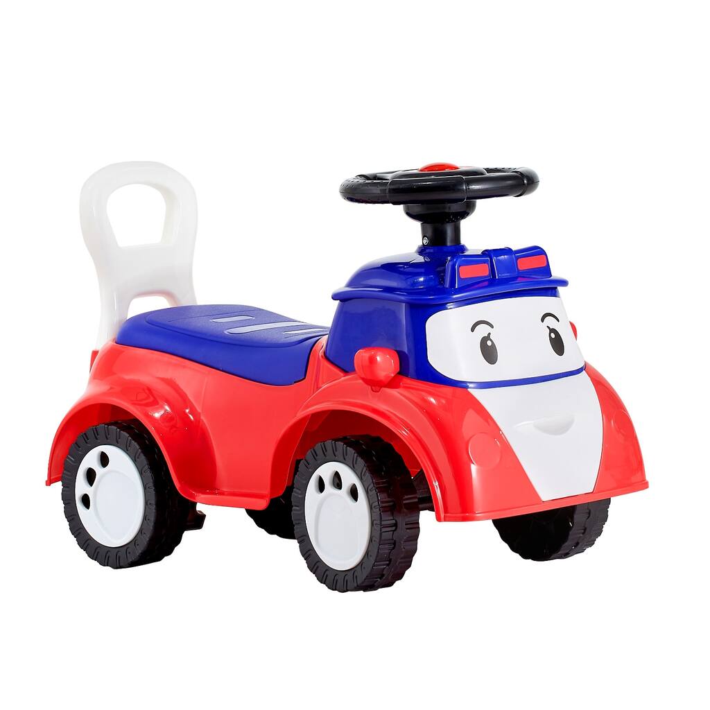 Toddler Ride On Push Car for Ages 19-36 Months, Red Foot-to-Floor Walker with Music & Storage
