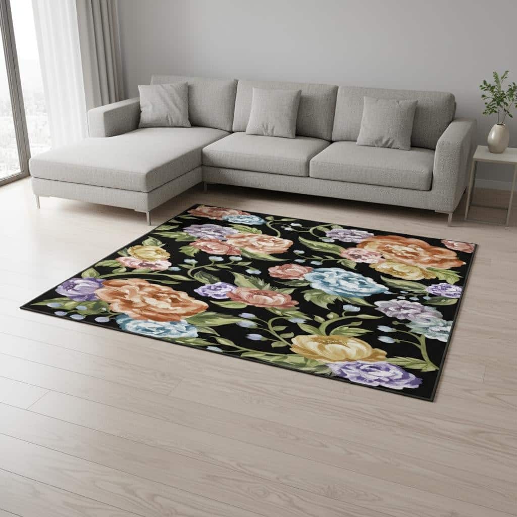 HomeRoots Floral Traditional Rectangle Area Rug