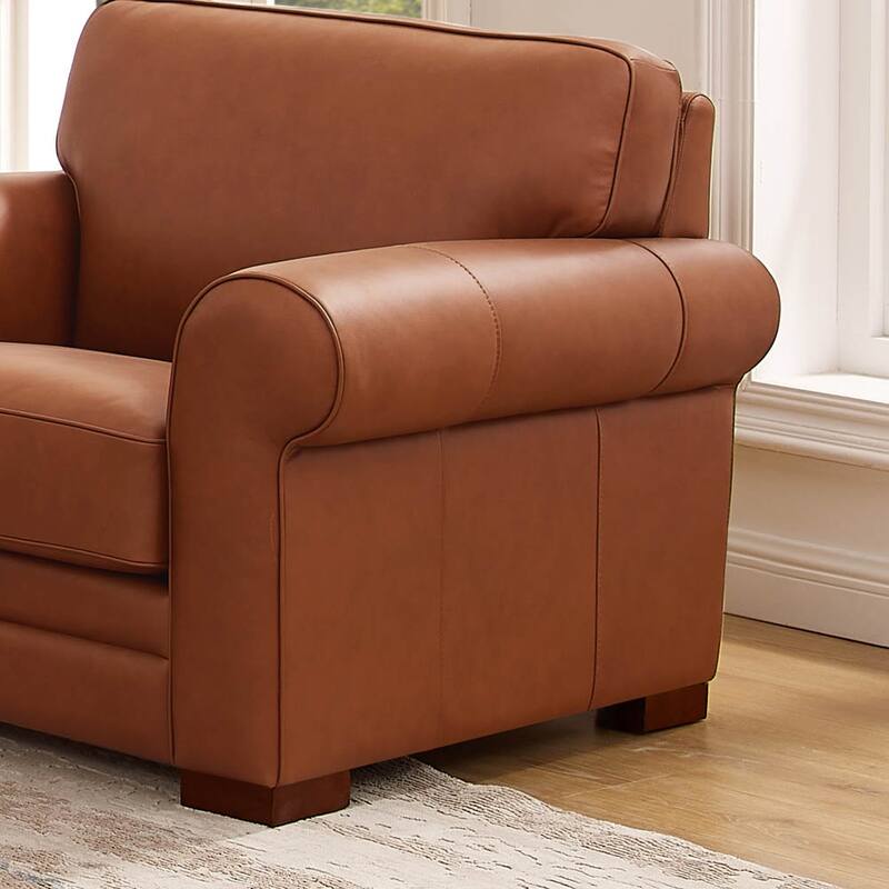 Hydeline Brookfield Top Grain Leather Chair With Feather, Memory Foam and Springs