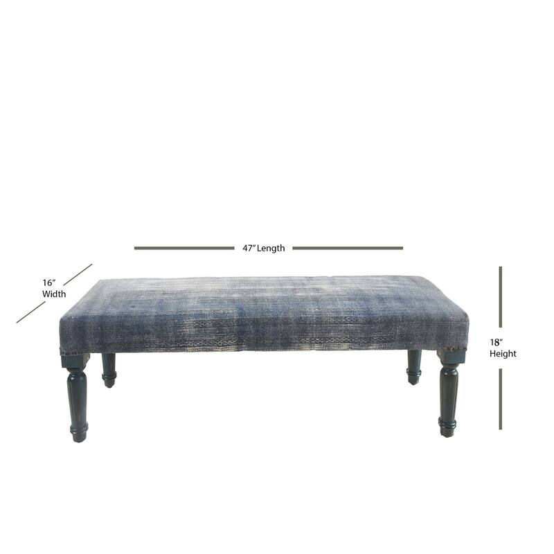 47" Antique Blue Distressed Rectangular Bench