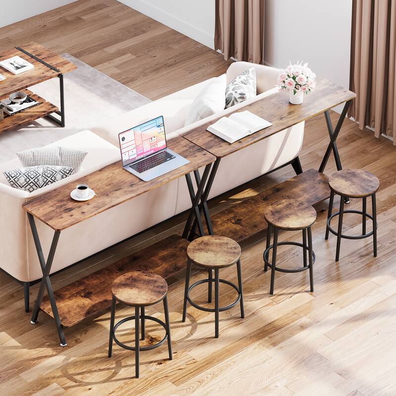 Sofa Tables Narrow Entryway Table with Storage Shelf and Metal Frame