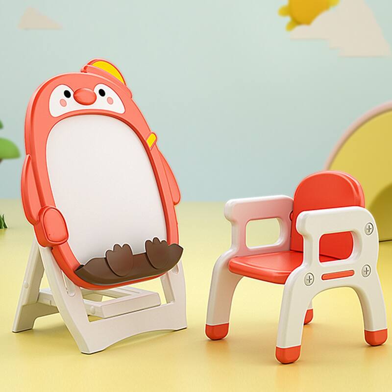 Baby Blackboard Learning Table and Chair for Children's Indoor - Red
