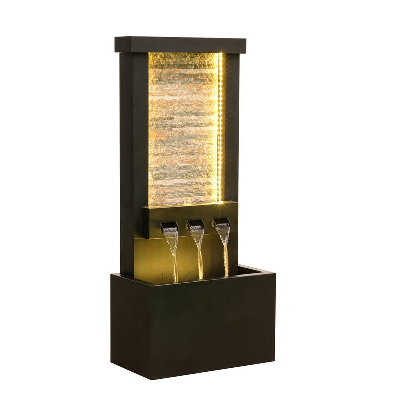 LED Lighted Zinc Metal Outdoor Garden Water Fountain - 42.5"