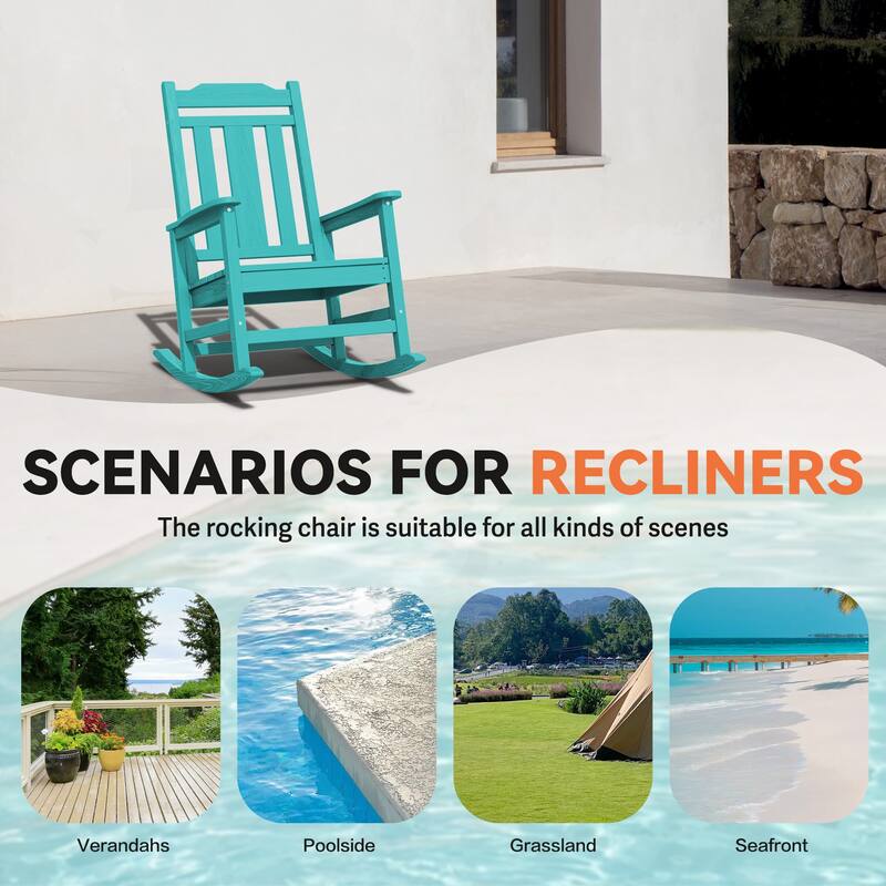 Outdoor Patio HDPE Rocking Chiar, Extra Wide Seat & Backrest