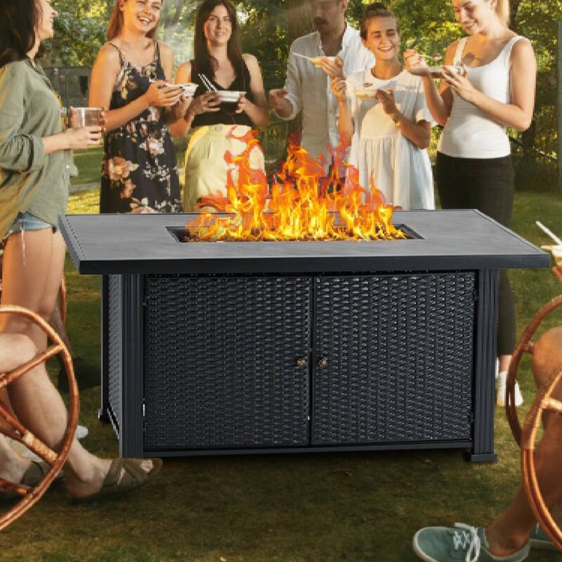 57Inch Propane Fire Pit Table with Double-Sided Cover - 57 Inch
