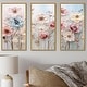 preview thumbnail 1 of 5, Designart "White And Pink Floral Wonderland" Floral Framed Wall Art Set of 3 - Traditional White Wall Art Decor 3 Pieces 36 in. W x 28 in. H - 3 Panels - Gold