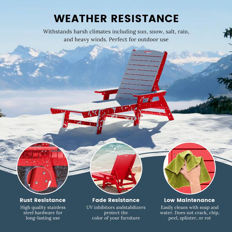 Laguna Hdpe All Weather Outdoor Patio Pool Reclining Chaise Lounge