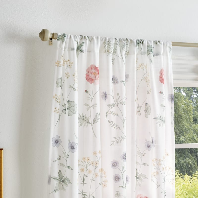 Martha Stewart Martha's Garden Floral Semi-Sheer Curtain Panel Pair