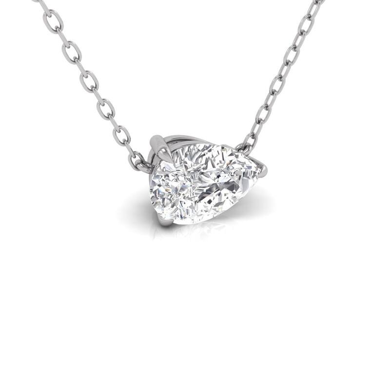Marquee Lab Grown 1/2 Carat Floating Pear Shaped Diamond Solitaire Pendant in 14K White Gold