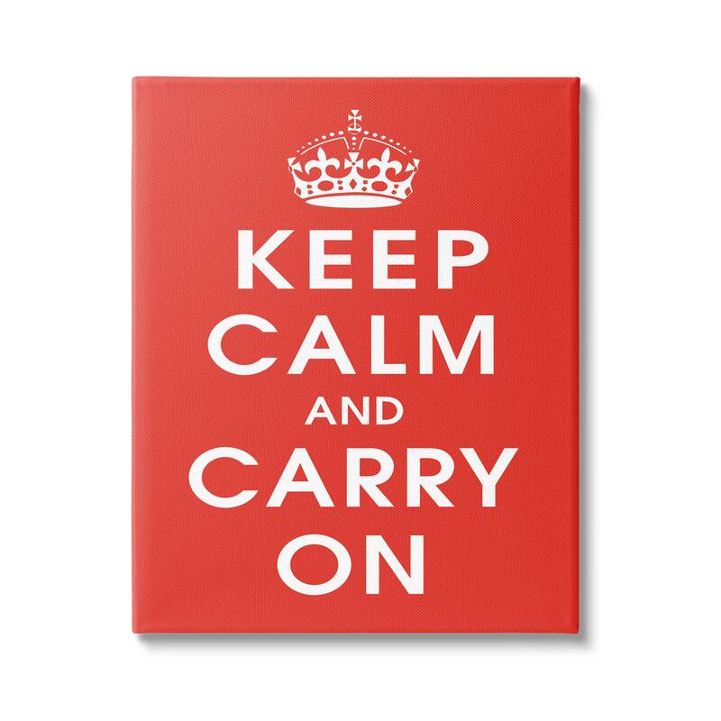 Stupell Keep Calm And Carry On Red Phrase Canvas Wall Art by Marcus Jules - 36 x 48
