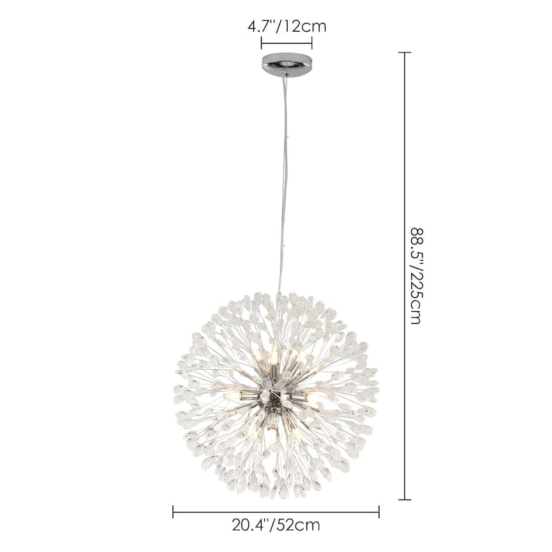9/12-Light Modern Glam Linear Sputnik Starburst Beaded Crystal Chandelier Firework Kitchen Island Pendant