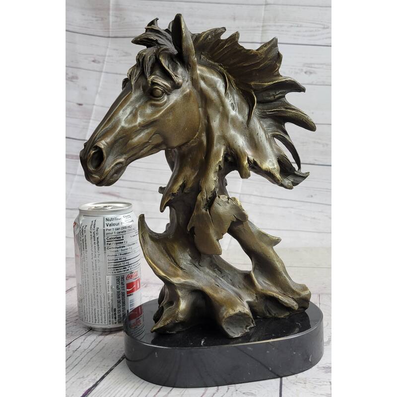 Abstract Imitative Horse Bust Bronze Statue Sculpture Modern Art Original Equestrian Decor 12 Inches X 9 Inches
