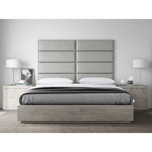 VANT Upholstered Headboards - Accent Wall Panels - Vintage Leather Light Grey - Twin - King Size Headboard - Set of 4 panels