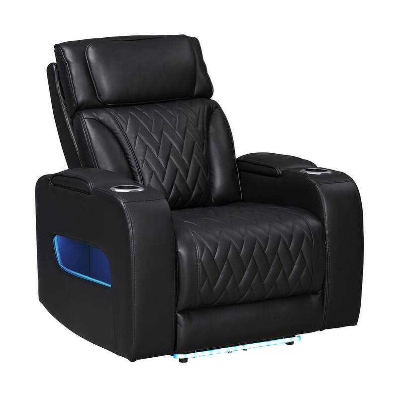Jazz 37"W Leather Aire Transformer Power Reclining Chair w/Power Headrest, LED Lights, USB & USB-C Ports, Storage & Cupholders