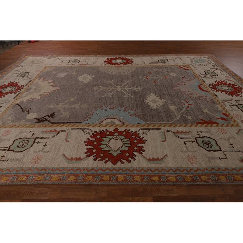 Oushak Turkish Large Area Rug Vegetable Dye Handmade Wool Carpet - 10'0"x 14'3"