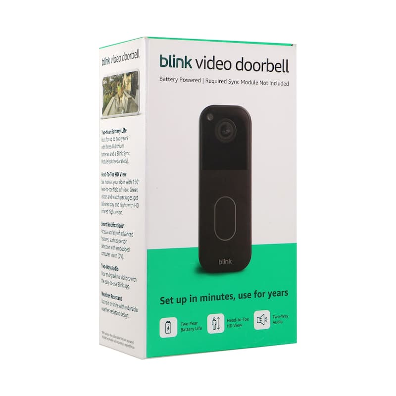Blink - Video Doorbell - Head-to-toe HD view, two-year battery, simple setup, Required Sync Module Not included