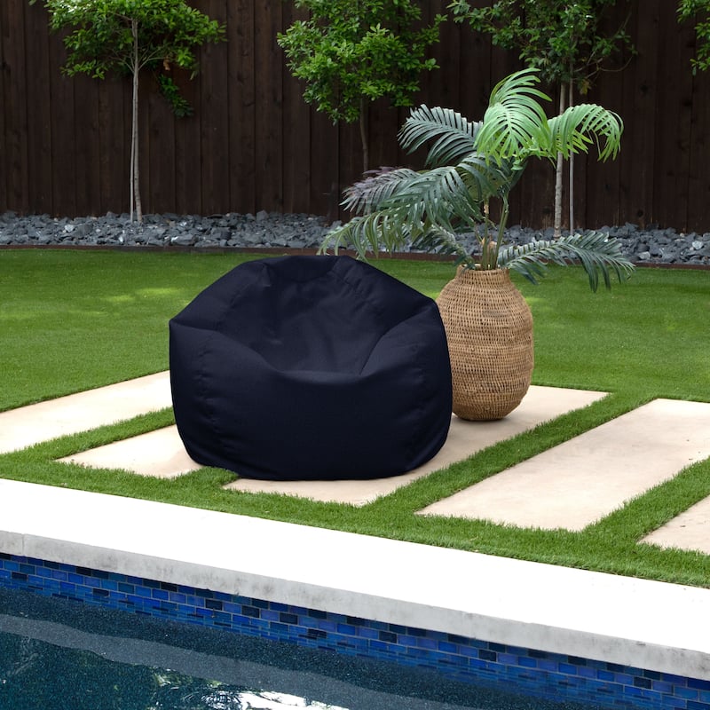 Sorra Home Valdese Boucle Outdoor Bean Bag - 30 in W x 30 in W x 20 in H - Navy