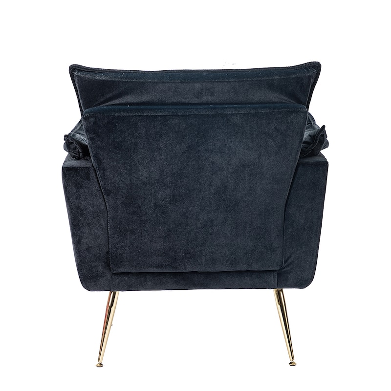 1ida Modern Velvet Tufted Padded Cushion Armchair with Golden Metal Legs by HULALA HOME