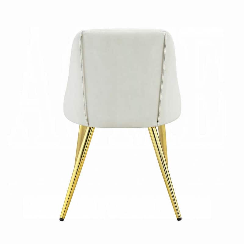 White and Gold Tight Back Side Chairs (Set of 2) - White