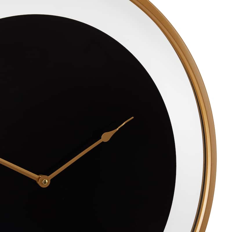 Metal Wall Clock with Gold Accents - Black - Roche River Decor - 2"W x 24"L x 24"H