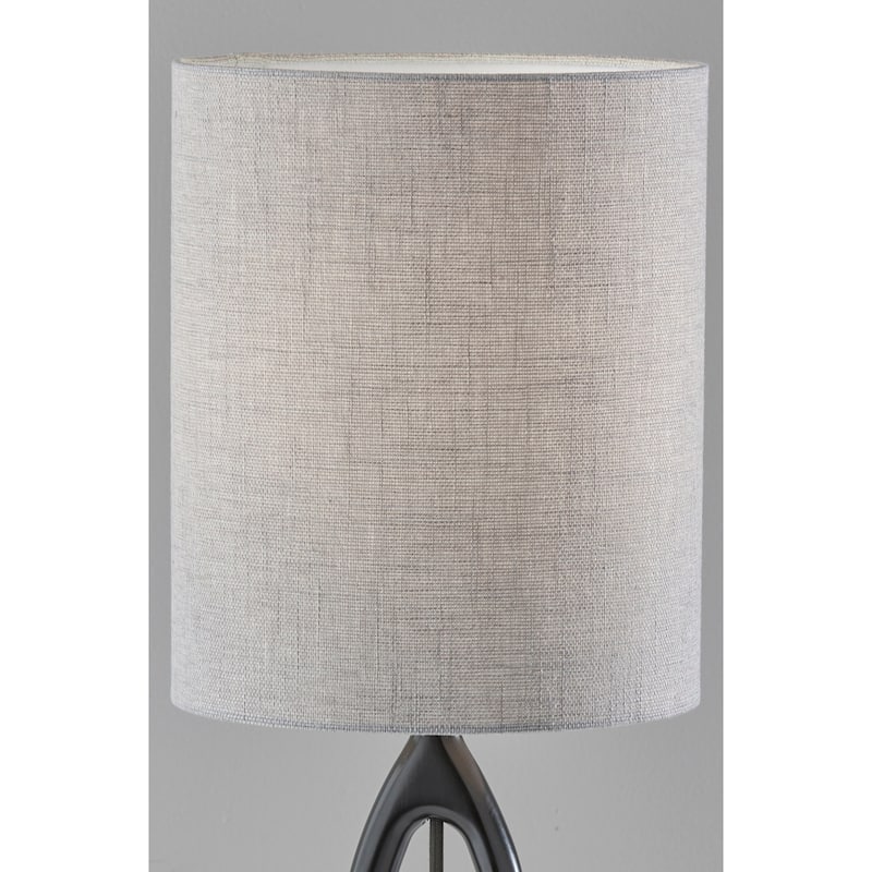 HomeRoots 28" Black Solid Wood Round Table Lamp With Gray Drum Shade - 10