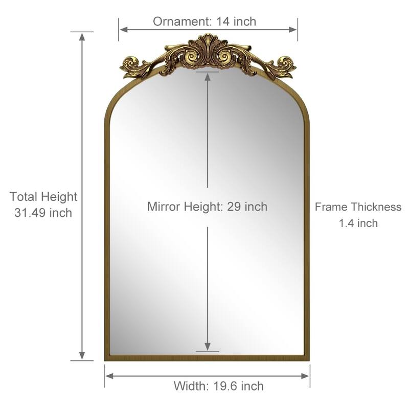 Arched Vintage Mirror Traditional Baroque Style Wall Mirror