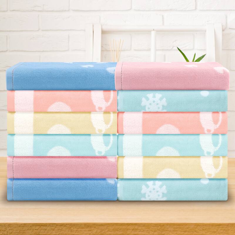 Cotton 2 Piece Bath Towel Set, Highly Absorbent and Quick Dry Cartoon Pattern Towels for Bathroom 28" x 56"