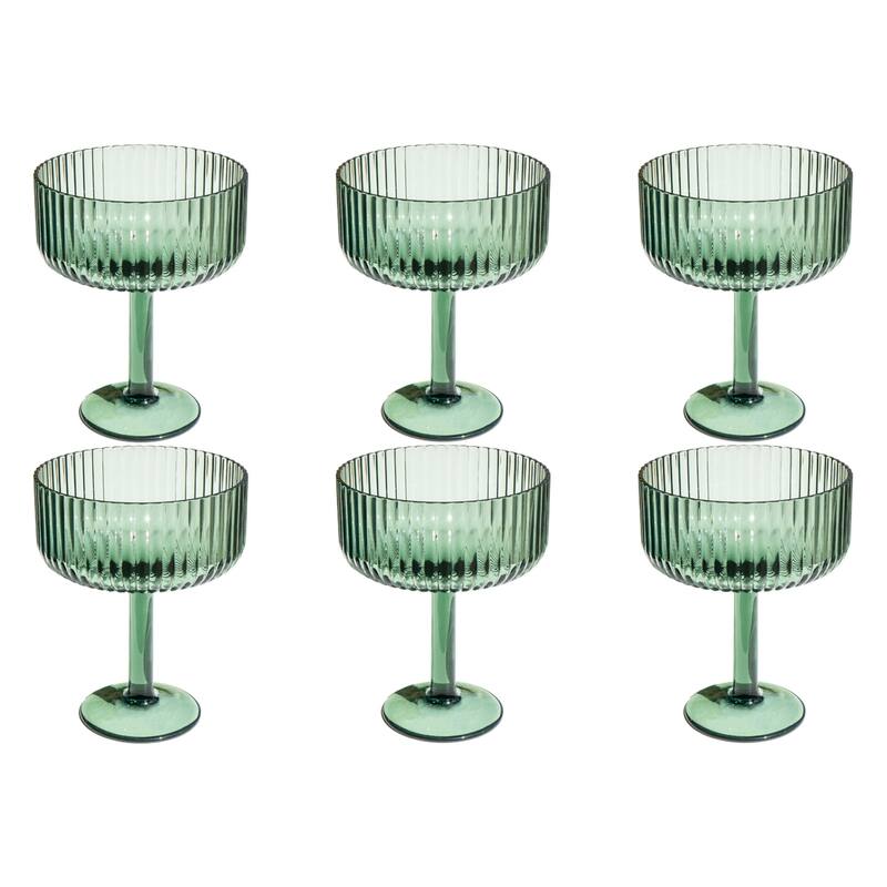 Abode Homewares Mesa Acrylic Coupe Glass - 14 oz - Set of 6 - Sage Green