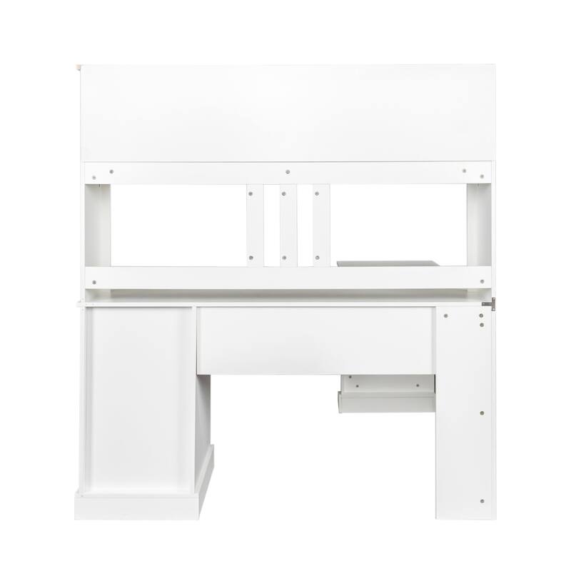 Home Office Computer Desk with Hutch, L-Shape Work Desk Corner Desk with 2-tier Open Shelf and 2 Large Drawer