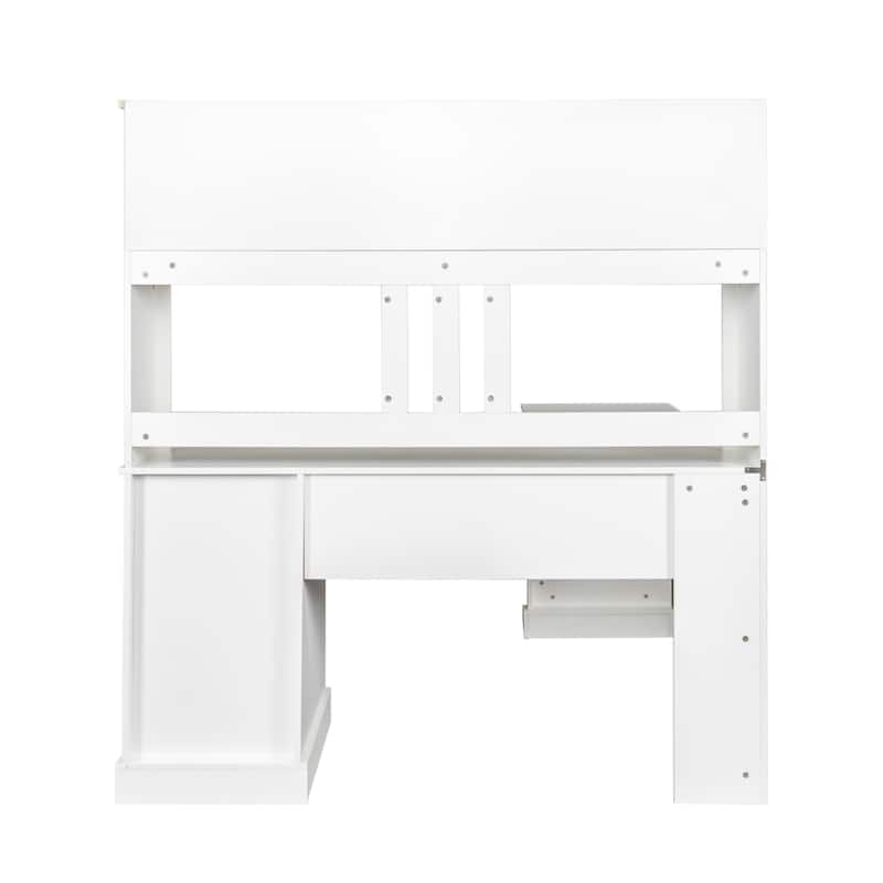 Wood Computer Desk with Hutch, L-Shaped Office Desk with Bookshelf, Storage Cabinet, Modern Workstation for Office Home