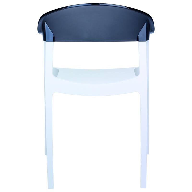 32" White and Black Transparent Stackable Outdoor Patio Dining Arm Chair