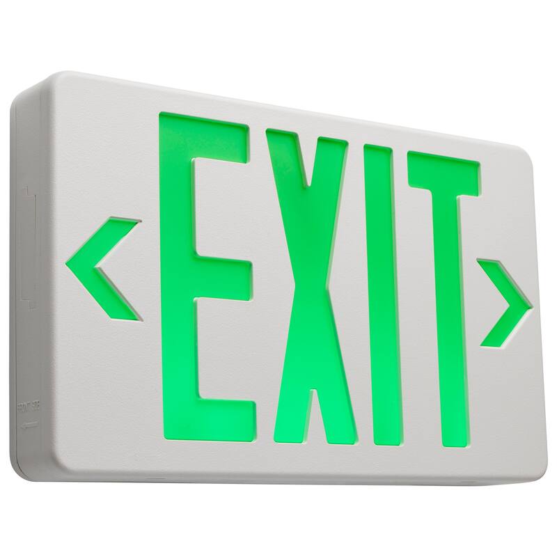 Green LED Exit Sign 90min Ni-Cad backup 120/277V Single/Dual Face - White - White