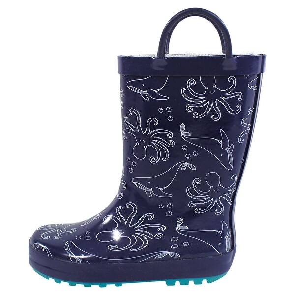 slide 1 of 1, Hudson Baby Infant Boy Rain Boots, Sea Octopus 4T - Sea Octopus