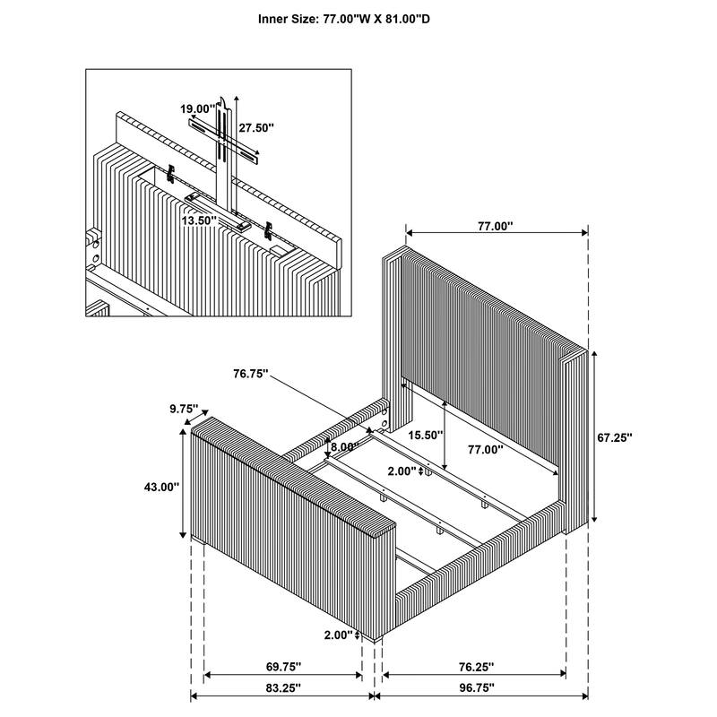 Centergrove Upholstered Wingback TV Bed Black